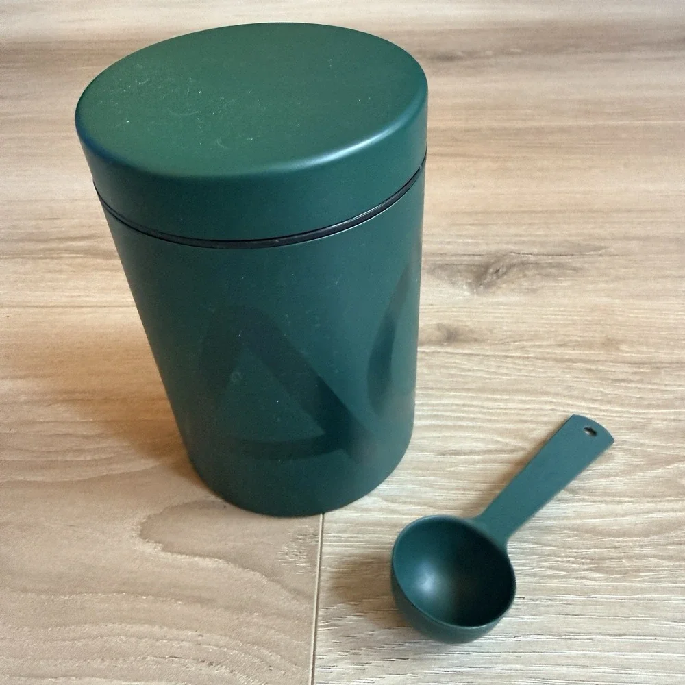 AG1 Green Metal Canister With Screw On Lid And Scoop